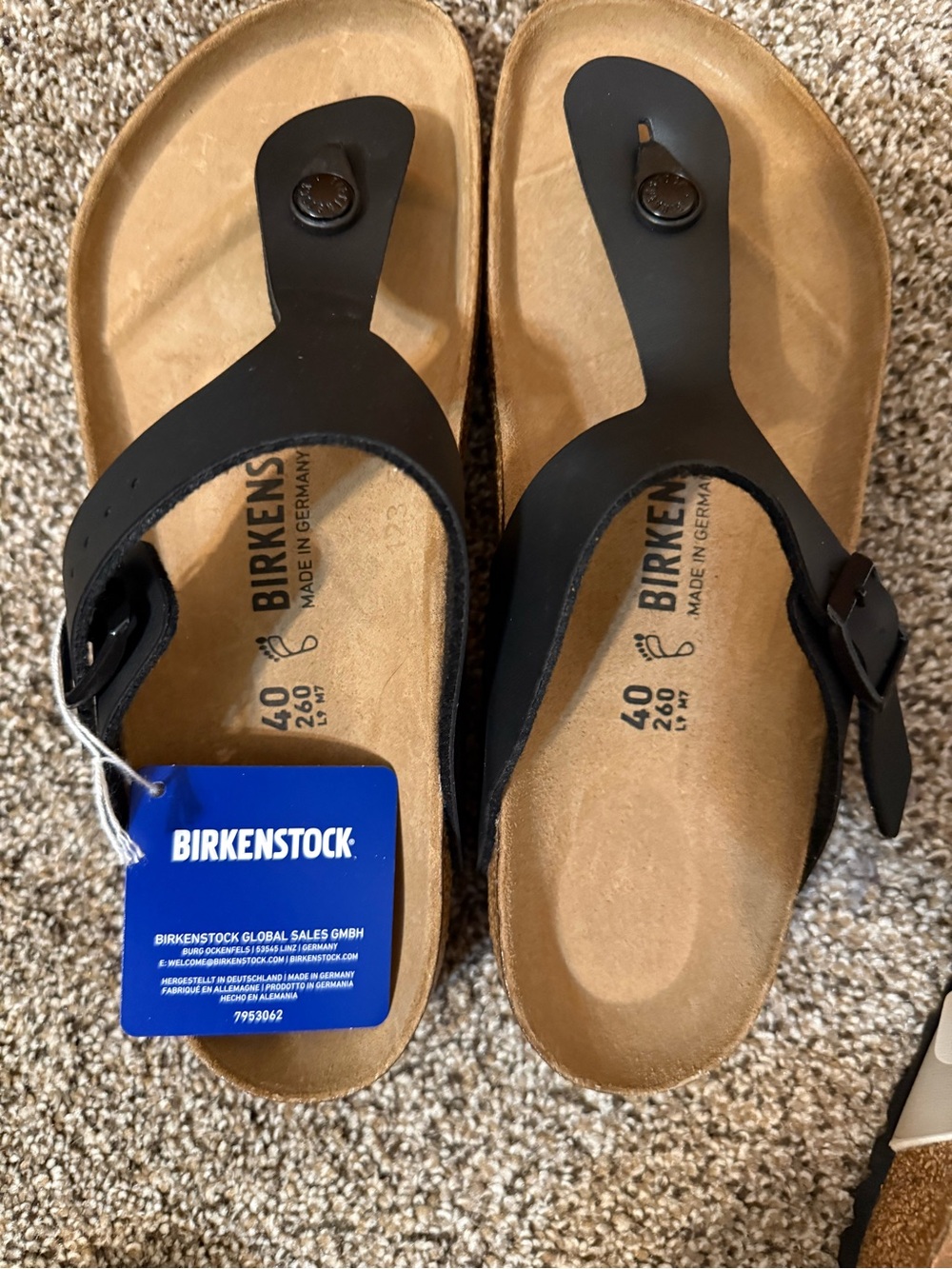 Birkenstock Black Thong Sandals with Natural Footbed